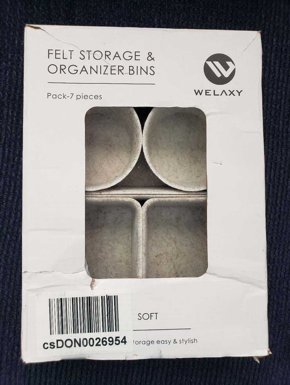 Felt Storage & Organizer Bins - Soft Gray (7-Pack)